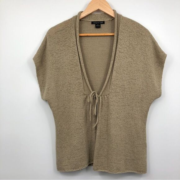 August Silk Knit tie Front Cardigan Beige Light Brown Size XL - Picture 1 of 6